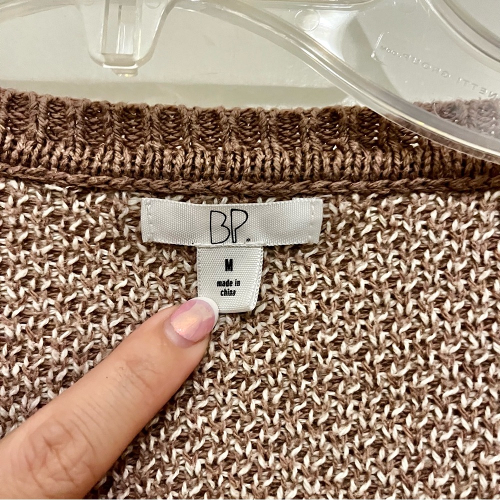 BP Cropped Striped Brown and Cream Women's Sweater - Size M - Picture 2 of 8